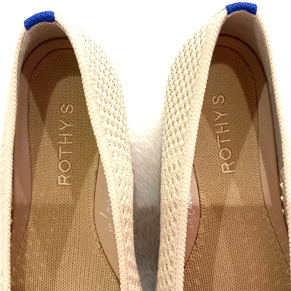 Off White Rothy’s The Max Square Toe Mesh Slip On Ballet Flat Size W8.5 Like New - Picture 6 of 15